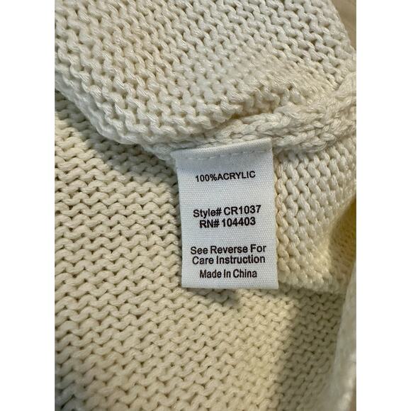 BLU PEPPER Womens Sweater Knit Tank Top Ivory Pom Pom Pullover Sz Large - Picture 8 of 8